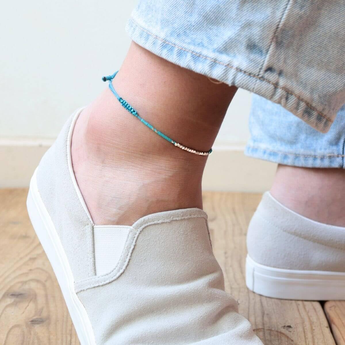 [La siesta Holiday Shop] アンクレット ペア カップル シルバー ゴールド 日本製 つけっぱなし 2点セット