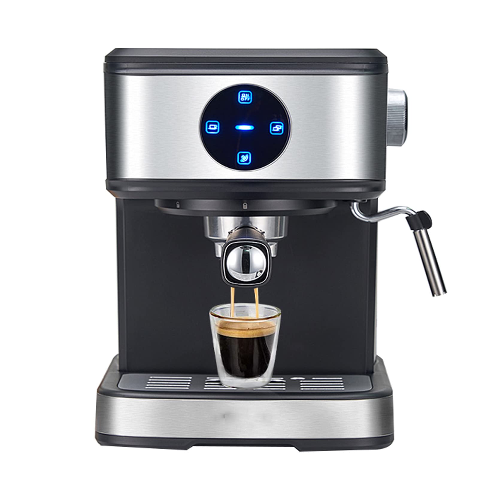 Qussse Espressomaschine 20 Bar, Espresso Siebträgermaschine Kaffeemaschine mit Milchaufschäumer 1,5L Mini-Espressomaschine für Mokka, Latte, Caramel Macchiato, Cappuccino