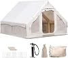 Inflatable Camping Tent with Pump, 420D Oxford Glamping Inflatable Sport Tent for Camping, 4 Season Windproof Outdoor Blow Up Cabin Tent with Mesh Windows & Doors for Camping