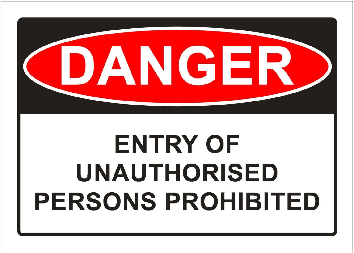 Entry Of Unauthorsied Persons Prohibited Danger Sign, 12x8 Inch Metal Tin Sign, Access Control Sign for Restricted Zones