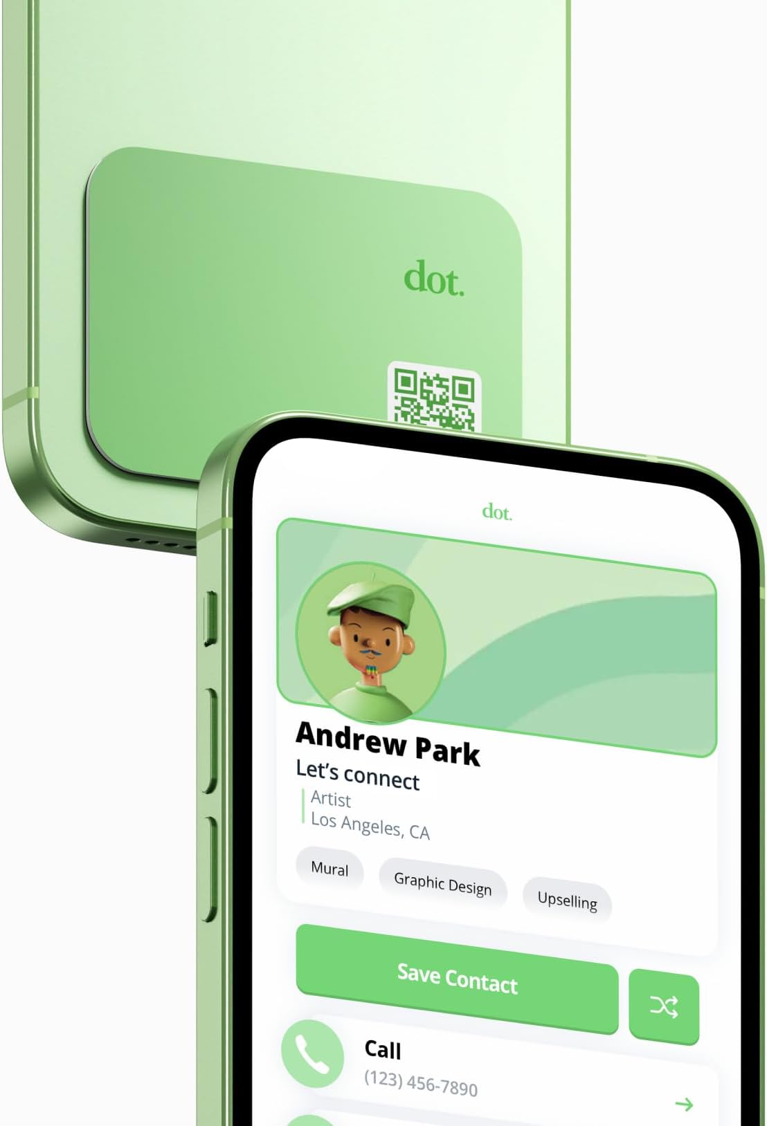 dot. Thin - Digital Business Card - Tap Compatible with iPhone & Android (Mint)