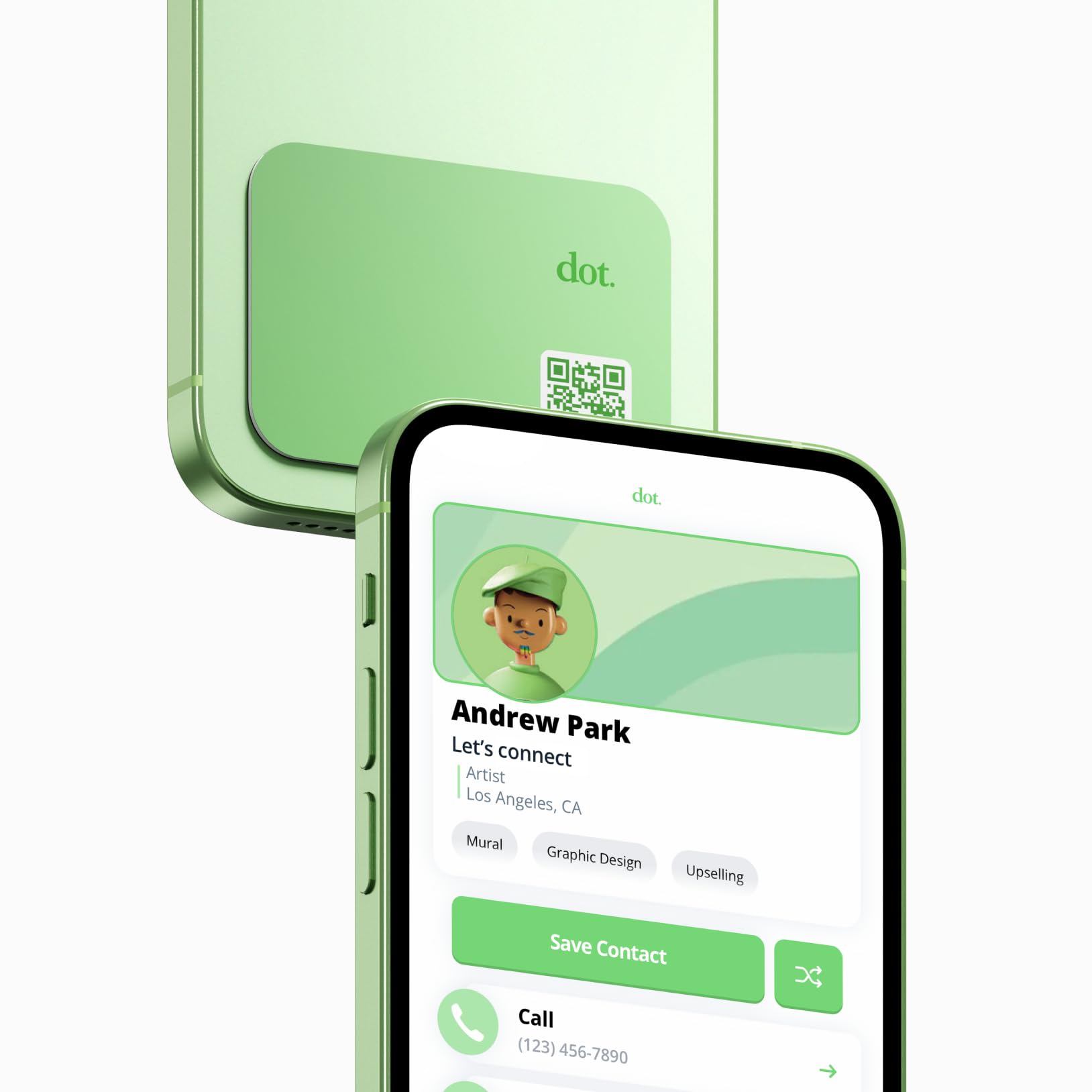 dot. Thin - Digital Business Card - Tap Compatible with iPhone & Android (Mint)