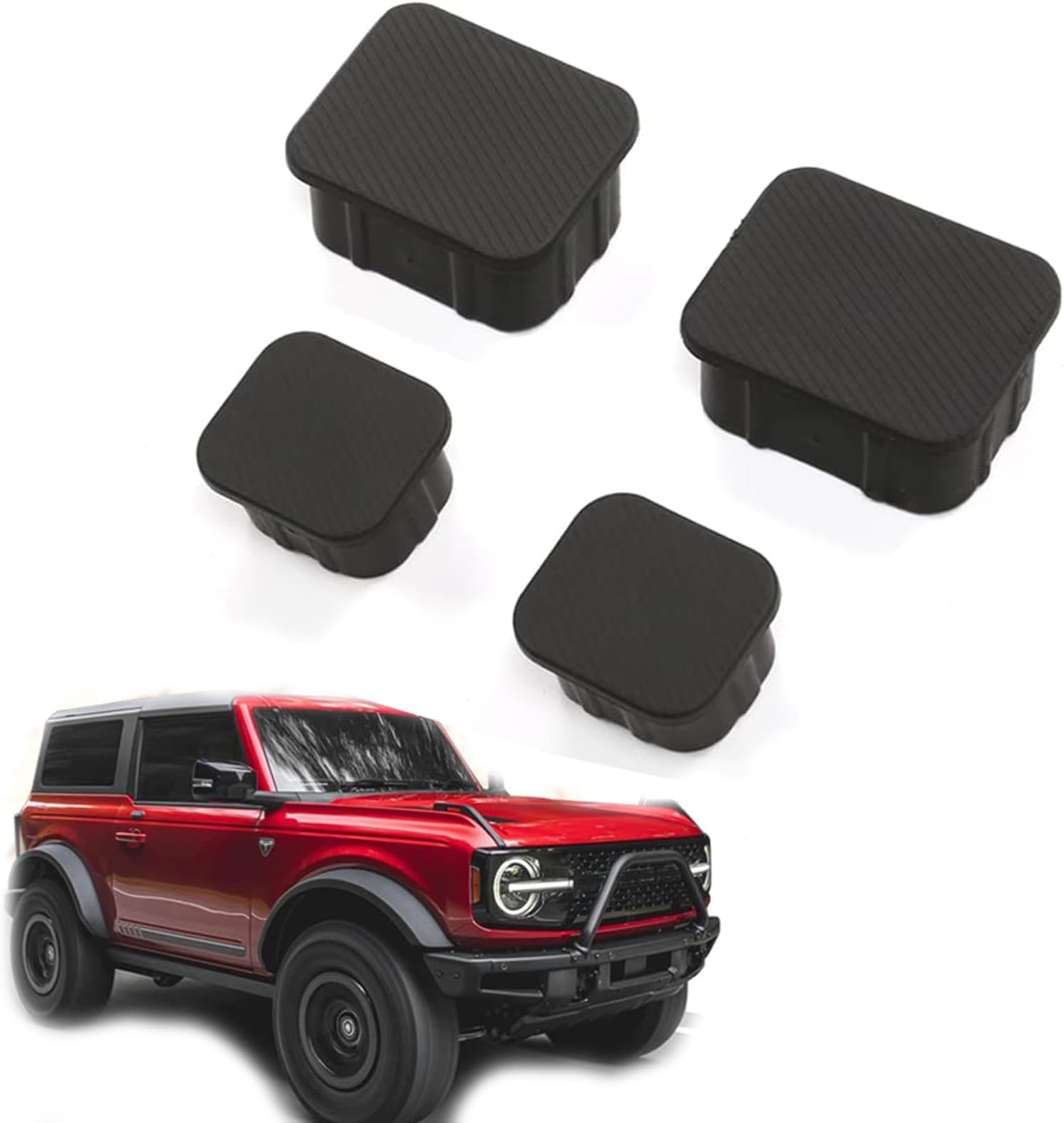 TERRIFI Crash Bar End Caps Front Axle Plug, 4Pcs Black Rubber Stopper Cover Protection for Ford Bronco Accessories 2021-2024, Bumper Plug Mudproof Dust Caps Compatible with Ford Bronco