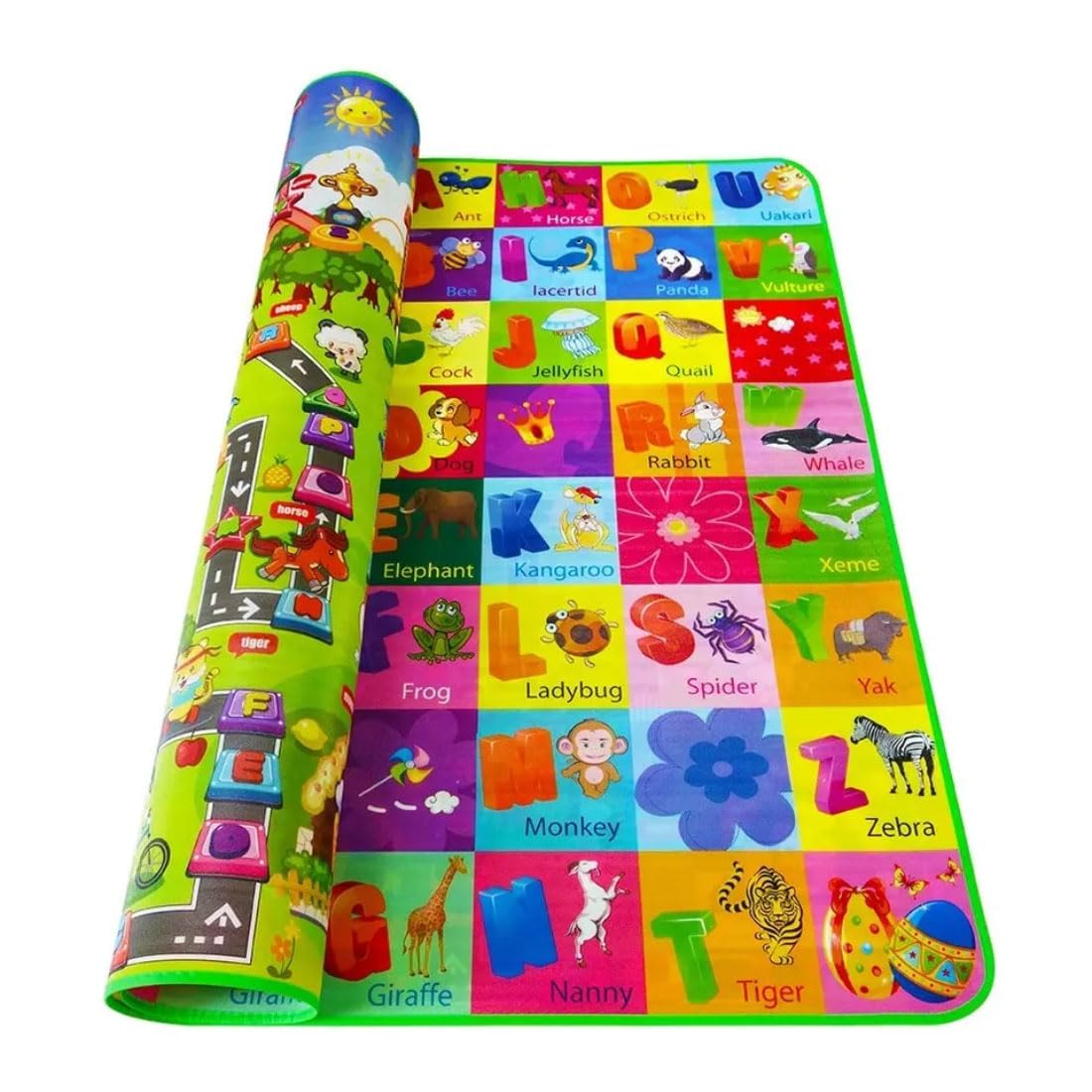 Occasion Alphabet Play Mat Double Sided Water Proof, Learning Floor Carpet Gym Mat for Crawling Baby/Infant/Toddler & Kids with Zip Bag Large Size Multicolour