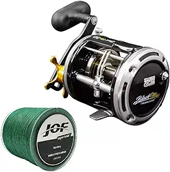 Carretilha Pesca Perfil Alto Black Max 30 e Linha Multi 300m