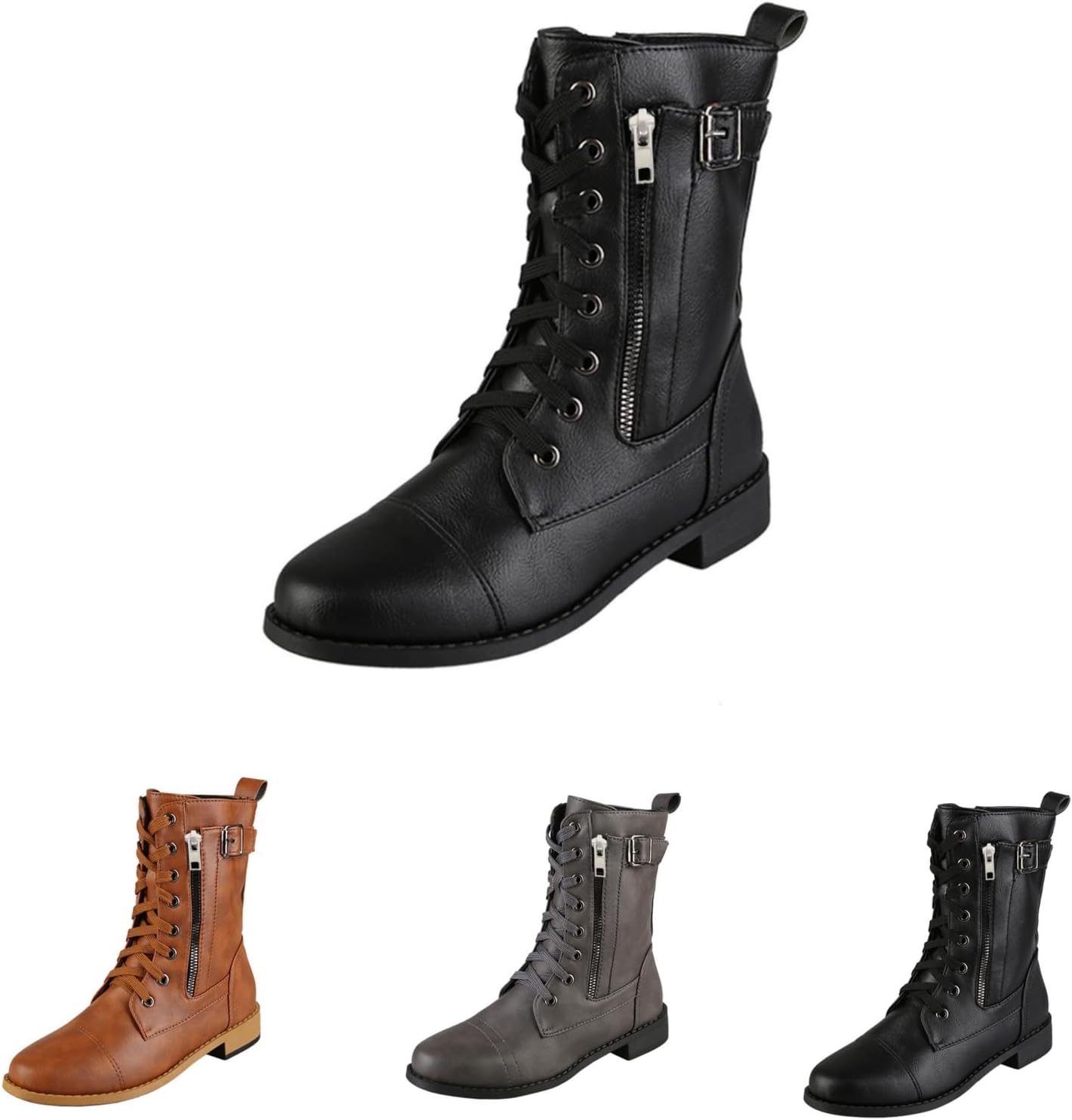 Boots for Women 2024 Women's Combat Boots Mid Calf Builtin