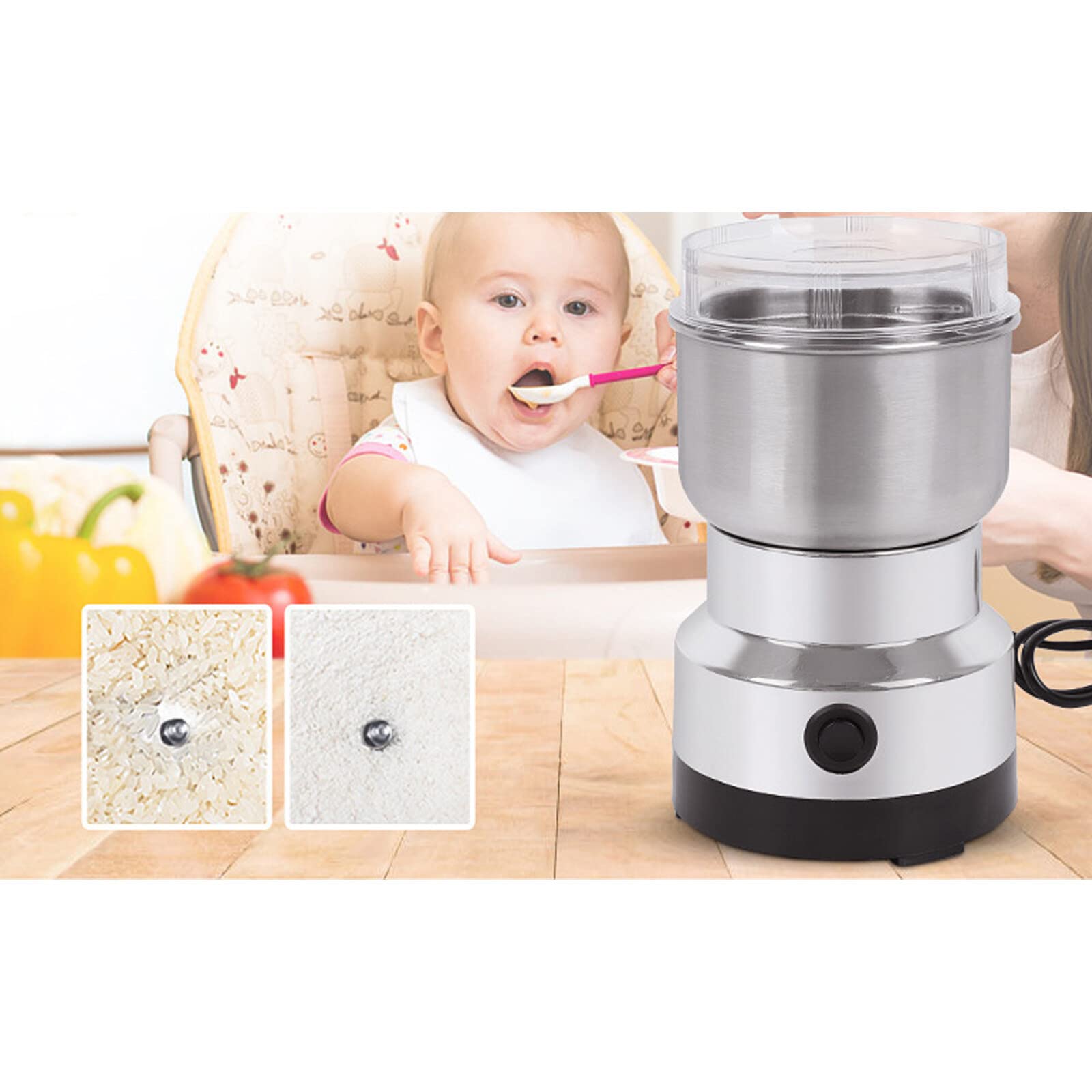 Mulino elettrico per cereali spezie superfine mulino smash macchina mulino elettrico mini mulino imbuto robot da cucina per cereali noci spezie chicchi di caffè cereali riso 300g