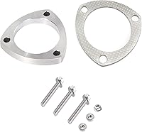 Vista 10 de Rwraps Brida y junta de escape de 2 pernos de 2 pulgadas, brida de escape de acero inoxidable con pernos y tuercas de brida