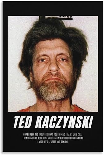 MOJDI Póster de perfil terrorista Ted Kaczynski (7) pintura en lienzo póster de arte de pared para dormitorio, sala de estar, decoración de 24 x 36