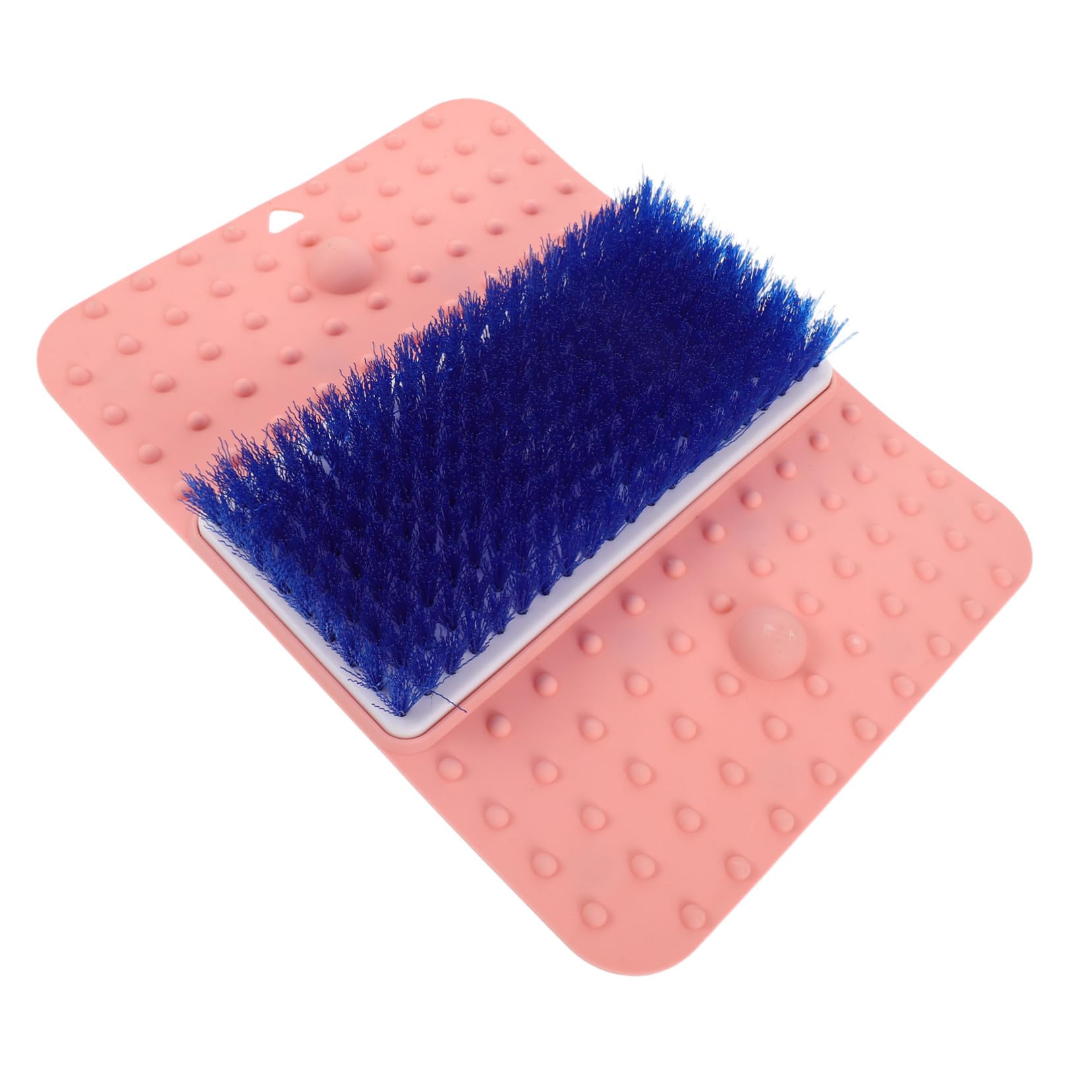 Limpiador de Pies para Ducha Rosa con Cepillo Integrado Antideslizante | Tpr y Pvc, Masaje y Exfoliación de Talones, Uso en Baño o Viaje, Formato de Alfombrilla con Ventosas