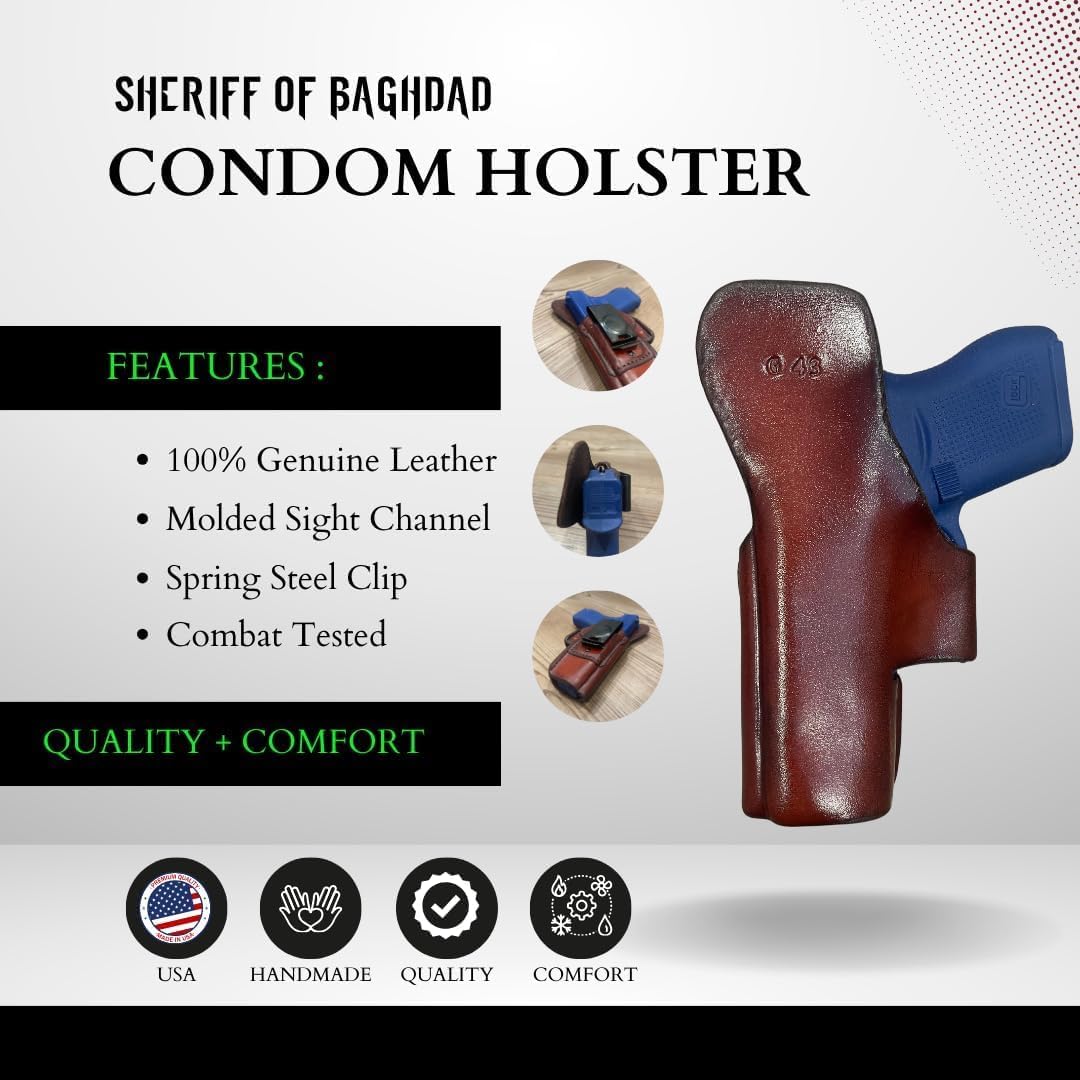 Leather Condom Mag Pouch | Dual Compatibility for Glock Double/Single Stack, Versatile, Handcrafted, IWB/AIWB Carry