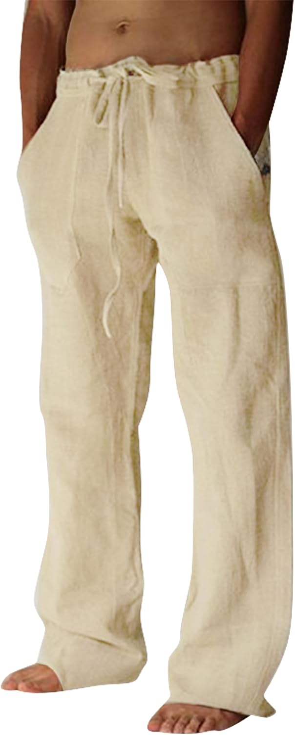 FEOYA Linnen broek heren lange zomerbroek