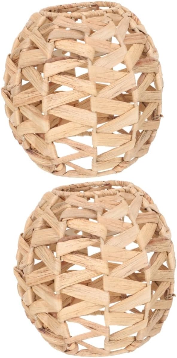 Gadpiparty 2pcs Vintage Grass Woven Lampshade for Ceiling Lights Natural Decorative Shade for Home Hotel and Restaurant Creates Soft Warm Lighting Atmosphere