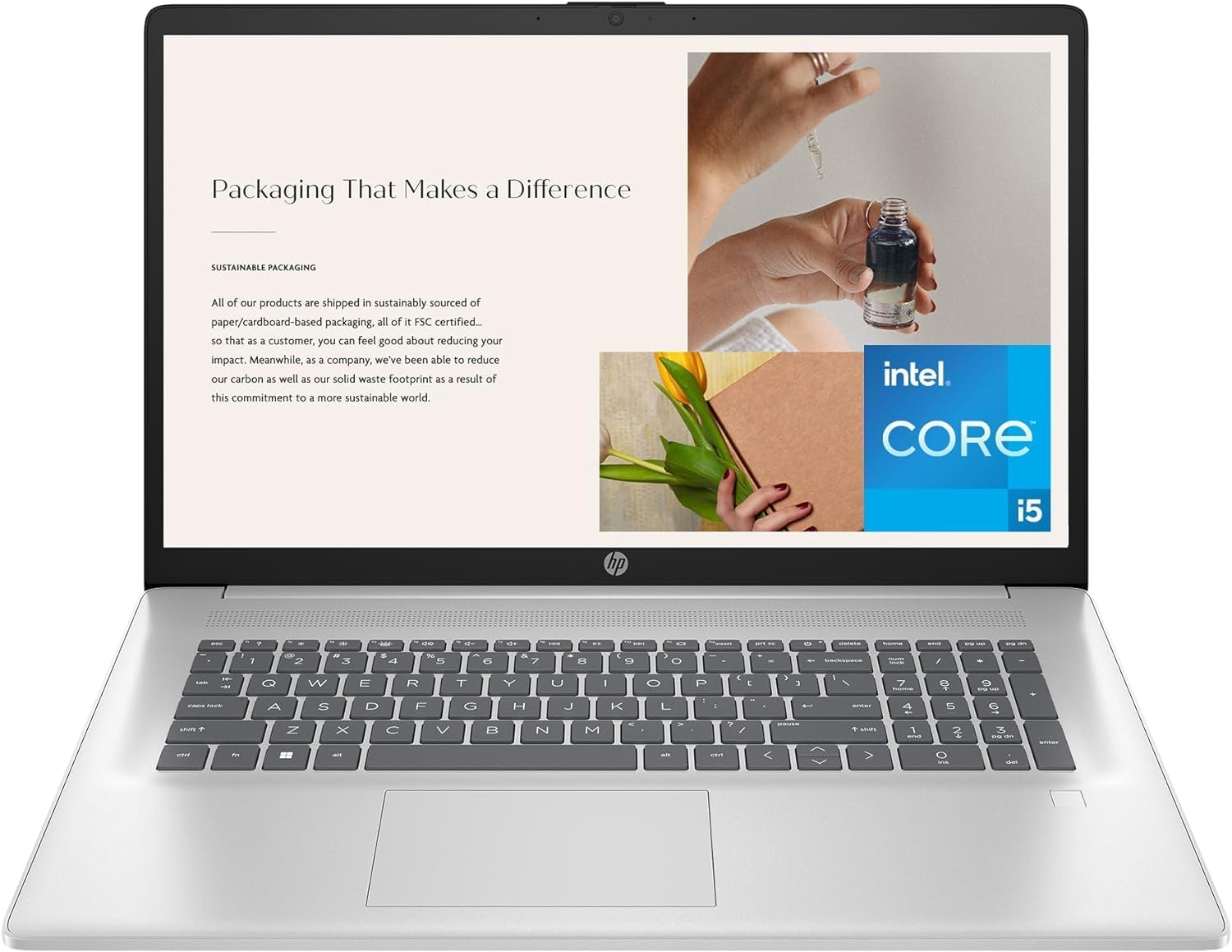 17 inch Laptop, HD+ Display, 12th Generation Intel Core i5-1235U, 8 GB RAM, 512 GB SSD, Intel Iris Xe Graphics, Windows 11 Home, 17-cn2099nr (2023),Silver