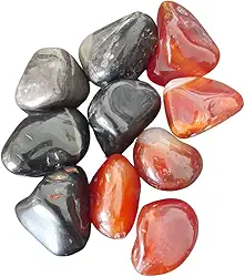 Kit de 10 Pedras Naturais Pequenas de Cornalina e Ônix - Energização, Proteção e Equilíbrio, Ideal para Meditação, Decoração, Terapias Holísticas e Colecionadores de Cristais