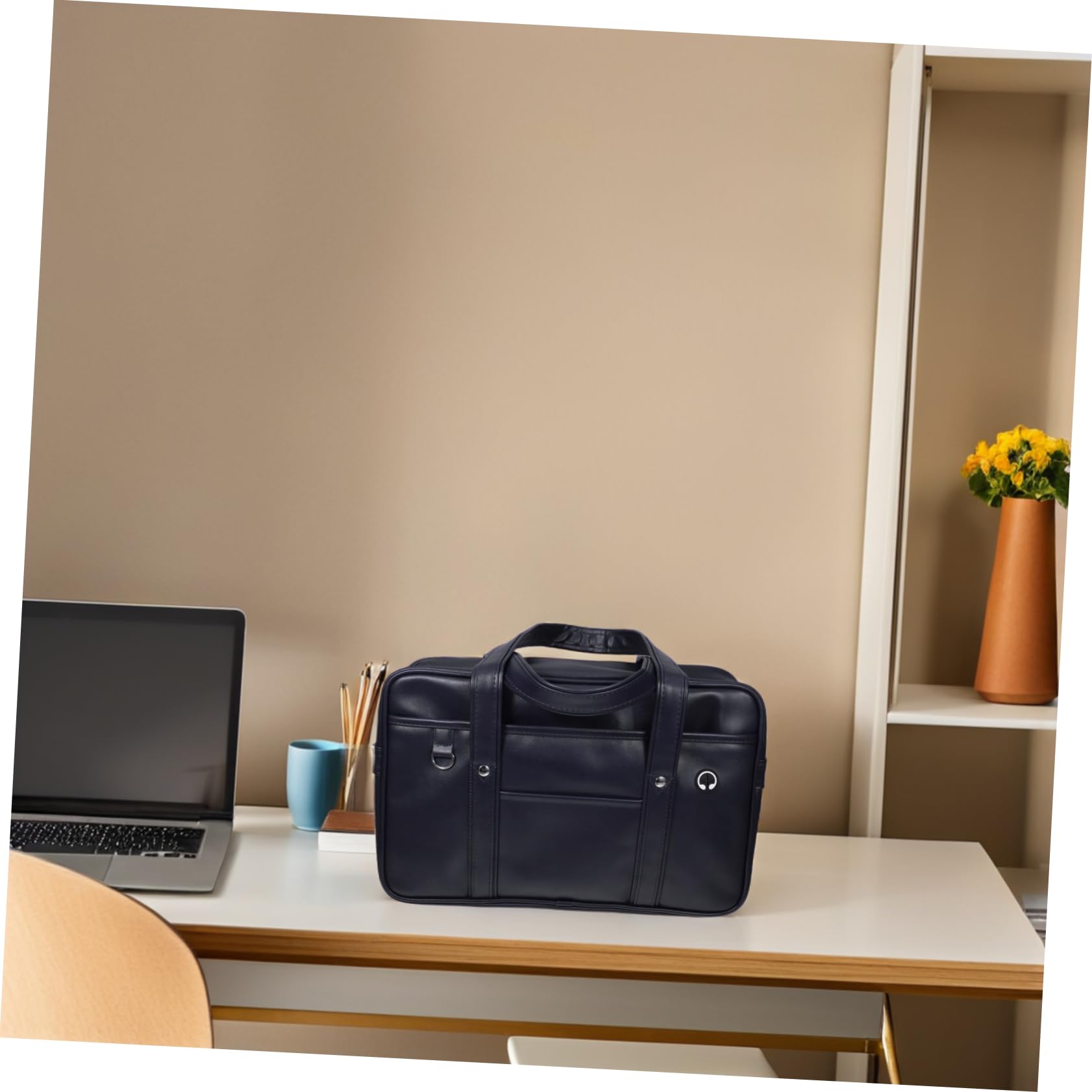 Healvian Borsa Per Laptop in Pu Borsa Tracolla Singola Di Capacità Leggera Con Per Auricolari Per Lavoro e Università