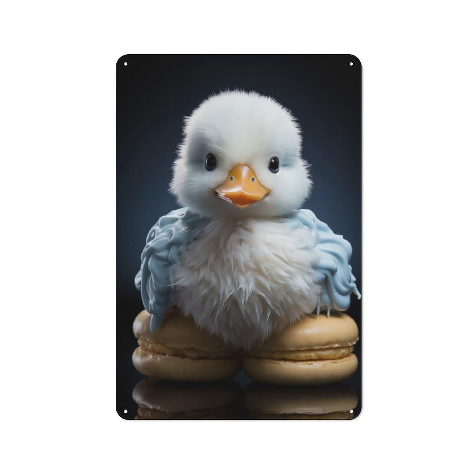 Junmoney Cute Duckling And Macarons Warehouse Style Decorative Metal Plaque 30X20cm, Industrial Wall Decor For Loft, Studio, Office Or Creative Room