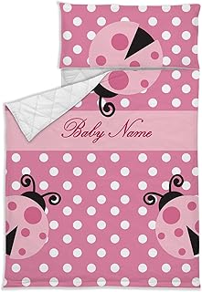 Personalized Cute Ladybug Nap Mat for Toddler Girls, Custom Name Multi-use Napping Mats for Daycare Preschool Sleepovers, Soft Breathable Kids Sleeping Bag with Pillow Case and Blanket Quilt