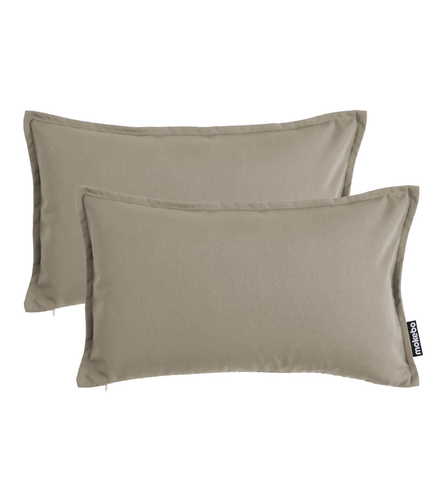 mokebo® Outdoor Kissen 'Das Ruhepolster' 2er-Set, (50x30cm) Terrassendeko, Sofakissen oder Kissen für Balkon, Terasse oder Garten, Dekokissen Bezug aus feinem Outdoorstoff in Taupe