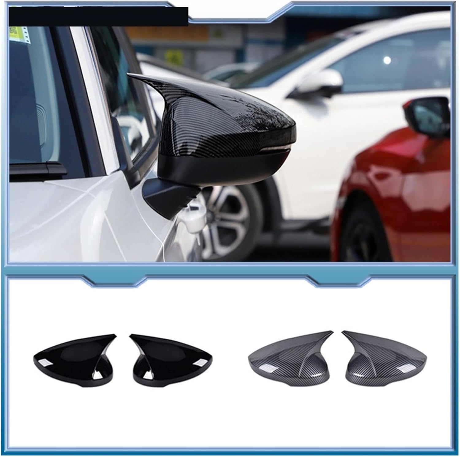 2 Pieces Bat Wing Mirror Covers Caps Rearview Mirror Case Cover Gloss Black Fit for Civic 11th 2022 Rearview Mirror Cover (Color : Bright Black)