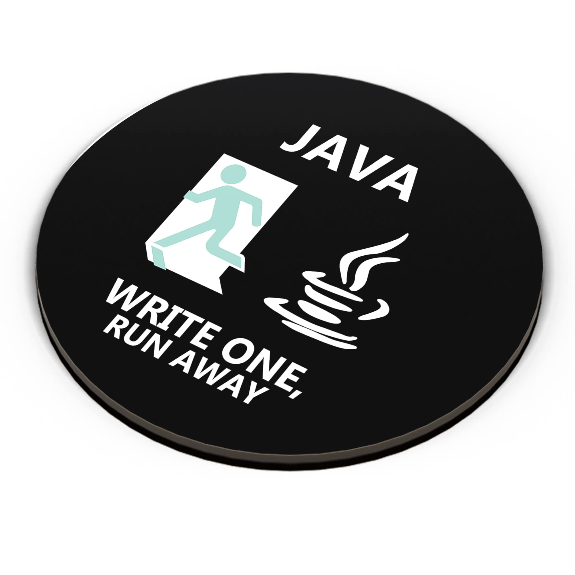 Icarus Box Run Java Write one Run Away Fridge Magnet | 3.5 x 3.5 inch |Fibreboard Decorative Magnets Home Kitchen Office Birthday Anniversary Wedding