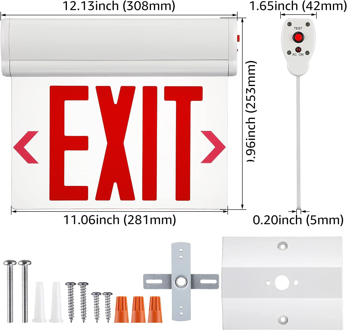 LEONLITE Red LED Edge Lit Exit Sign, UL 924, Emergency Exit Lights with