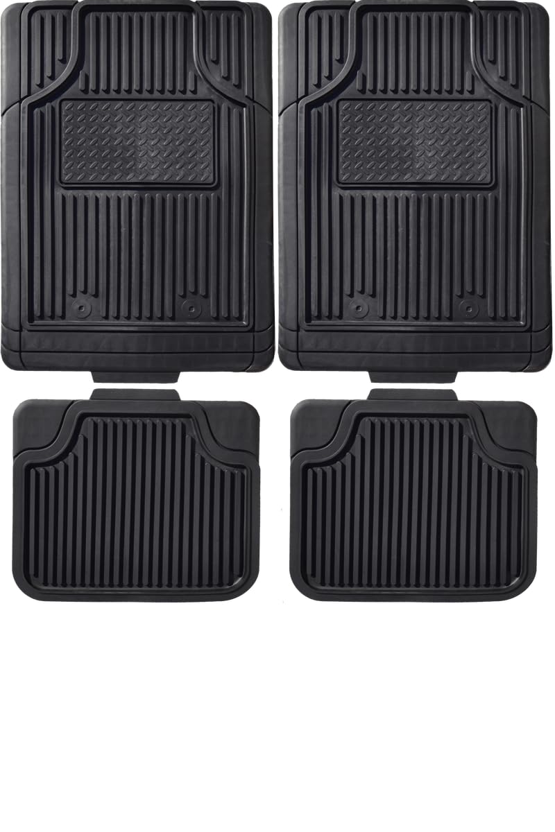 All-Weather Heavy Duty 4PC Floor Mats, Universal, Black