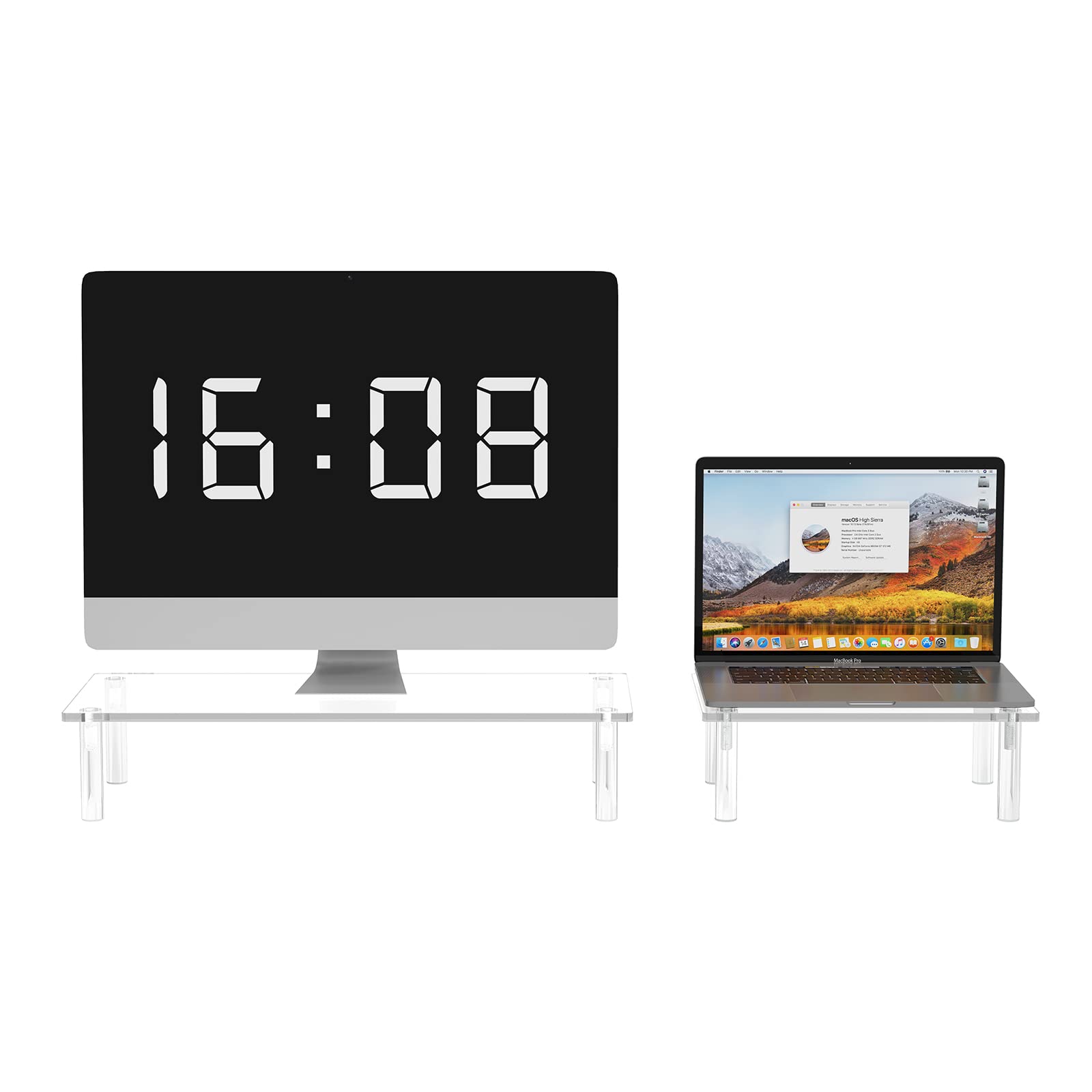 Snapklik.com : Dual Acrylic Computer Stands Riser Acrylic Clear Desktop ...