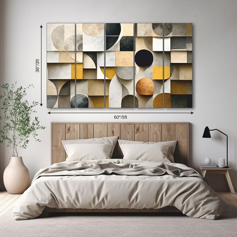 Image of The Castle Decor Abstract art painting with frame Big Size 36x60 Wall art for living room,Bedroom,Drawing room,Hotels-Wooden Framed-298