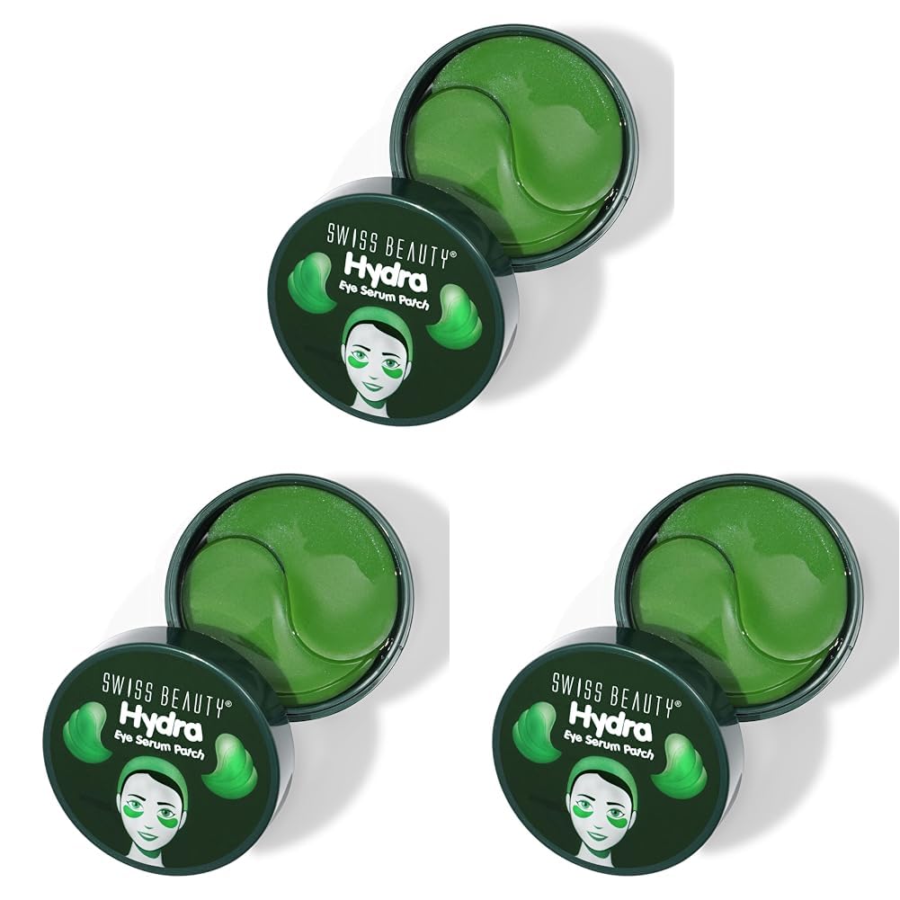 Swiss Beauty Hydra Anti Wrinkle Eye Serum Patch| Treats Dark Circles, Fine Lines And Wrinkles | Enriched With Collagen And Aloe Vera Extract | Shade- Aloevera, 60 Pcs| (Pack of 3)