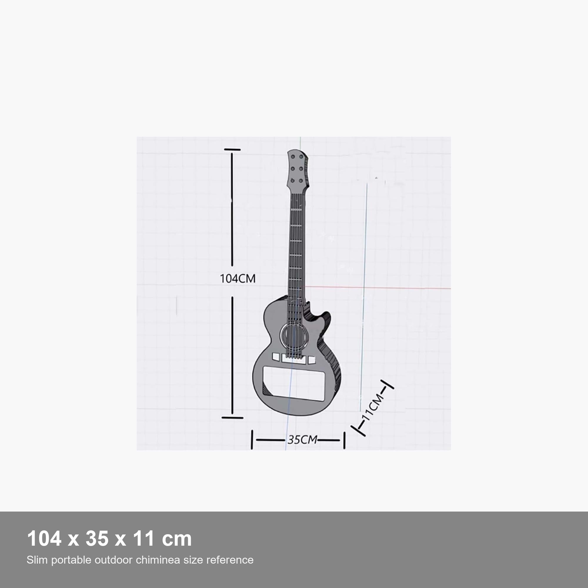Camino da Esterno, braciere a Legna a Forma di Chitarra | Acciaio inossidabile, uso in campeggio e in giardino, ventilazione del camino, design for chitarra portatile