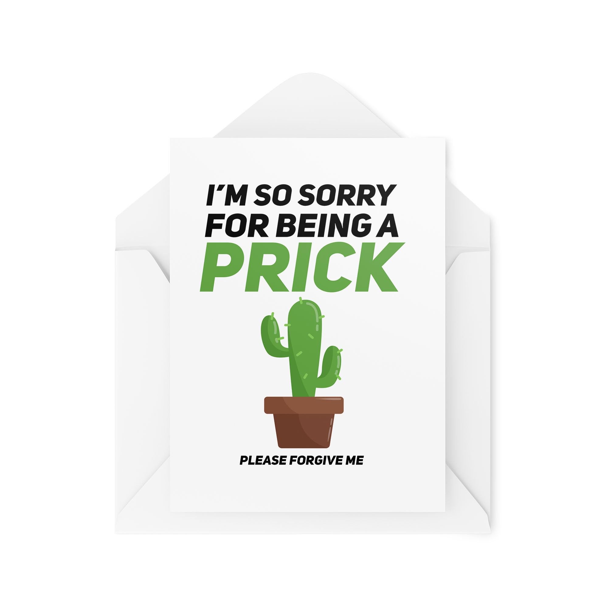 Sorry Cards - I'm So Sorry for Being a Pr*ck Cactus Card - Funny Apology Card - Cards for Friends - Cards to Say Sorry - CBH2021