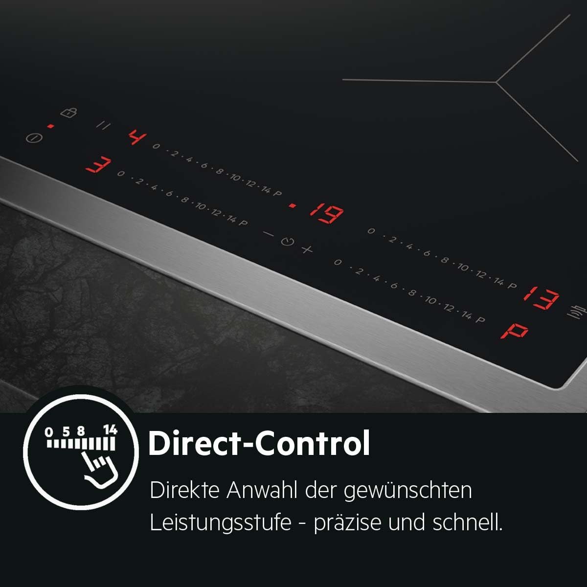 AEG Induktionskochfeld autark 60cm 4 Flex-Kochzonen Powerfunktion 14 Stufen SuperFlat Rahmen Timer Touch-Bedienung Haubenautomatik TO64IA0AXB
