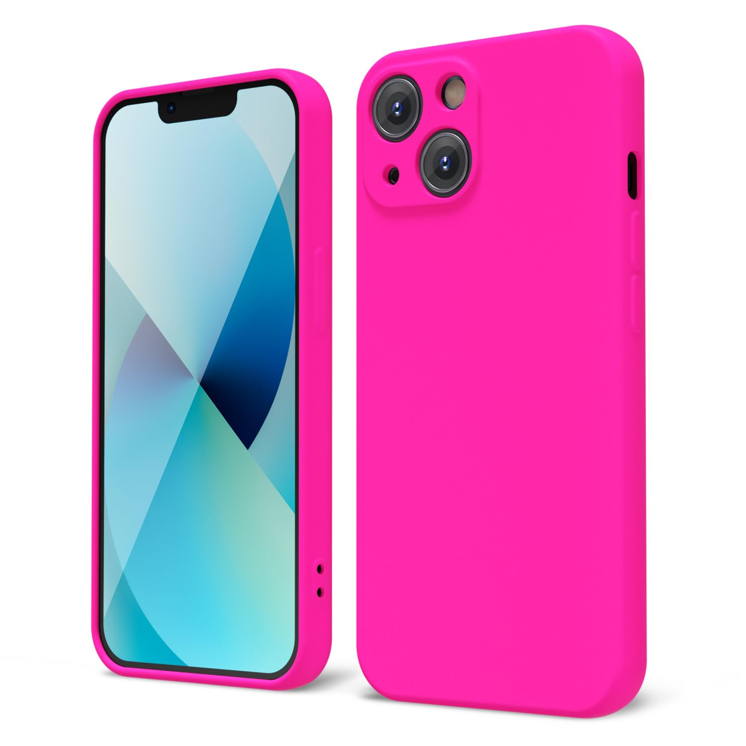 oakxco for iPhone 13 Mini Phone Case Liquid Silicone, Fluorescent Bright Solid Color, Cute Thin Slim Soft Rubber TPU Plain Smooth Gel Matte Protective