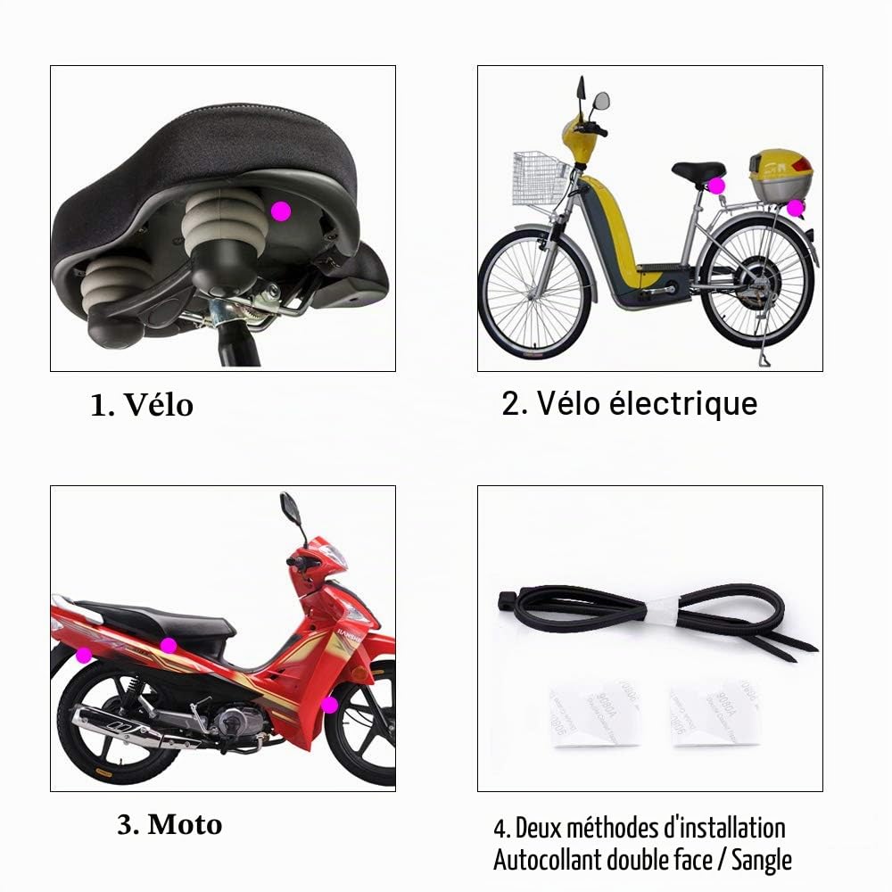 Mengshen Alarme De Vélo, Alarme Antivol sans Fil pour Vélo Moto Voiture Véhicules Portes Et Fenêtres, 113db Super Fort Et étanche (Télécommande Incluse)