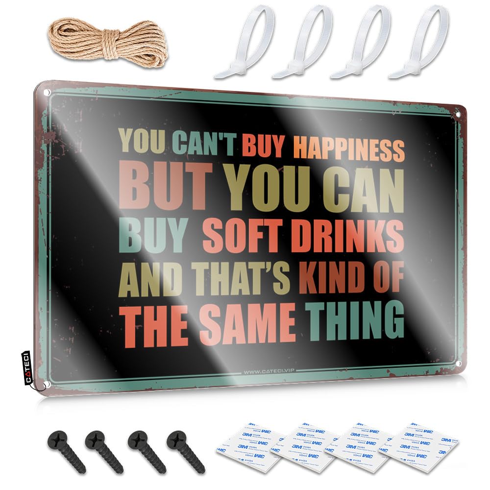 Decorations Soft Area Weathered You Can't Buy Happiness But You Can Buy Soft Drinks For Outdoor Bar - Work Desk Decor Customizable(30X40CM)