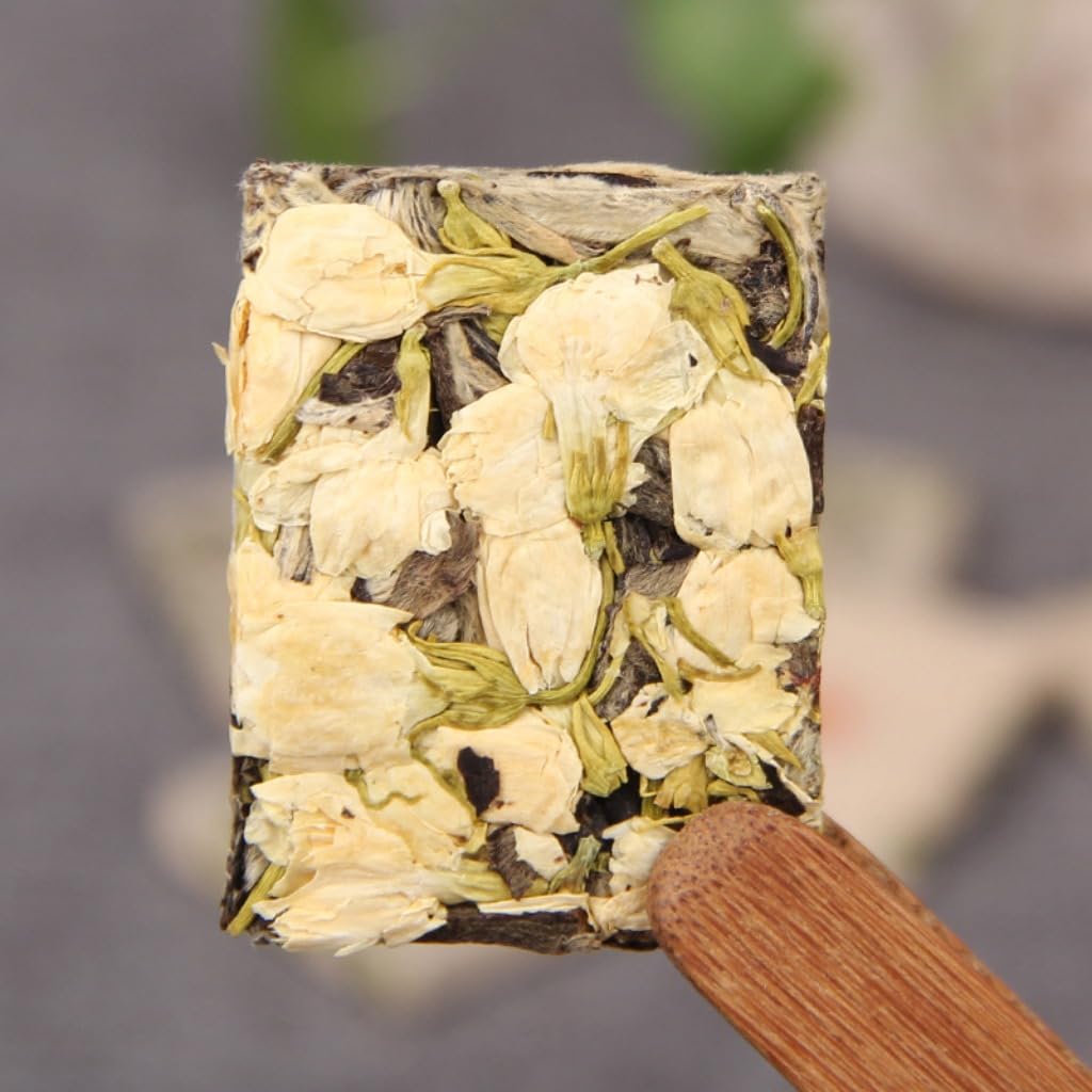 Thé Blanc Au Jasmin Du Yunnan | Thé Blanc De Vieil Arbre + Jasmin | Thé Comprimé Aromatisé | Emballage Individuel (250g / 8,82oz)