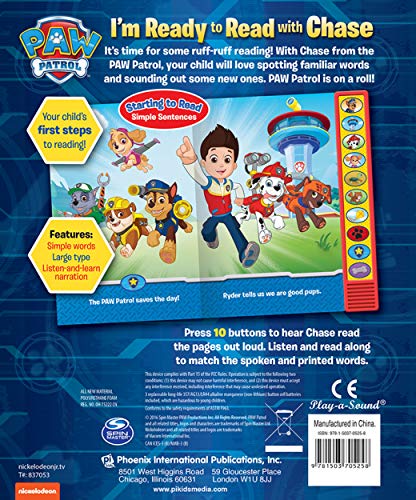 Paw Patrol - I'm Ready To Read with Chase Sound Book - Play-a-Sound - PI Kids 2 61iAhboynYL