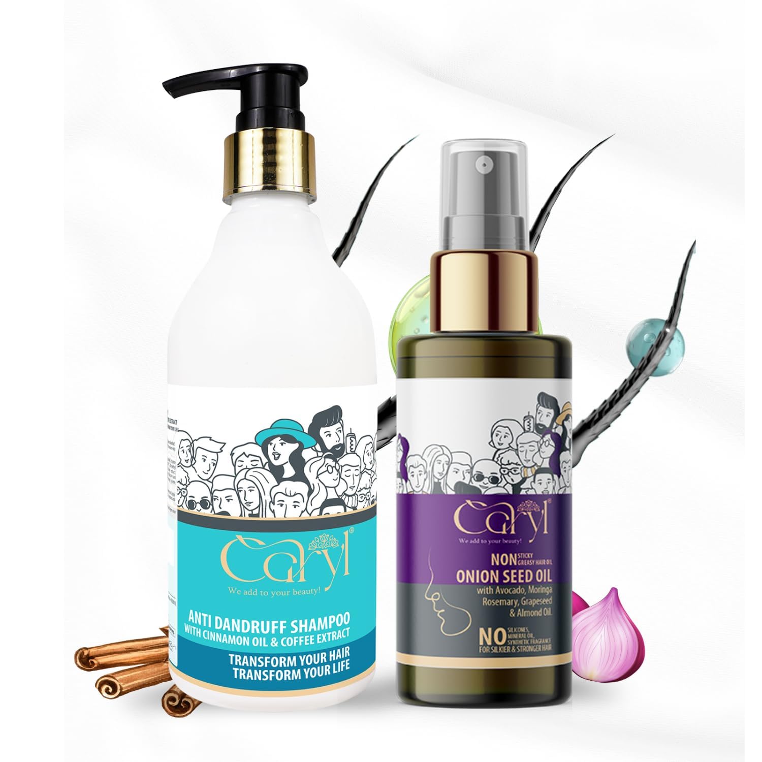 - Anti-Dandruff & Hair Fall Control Combo with Onion Seed Hair Oil 100ml & Shampoo 300ml for Hair Growth, Dandruff Relief, Itchy Scalp, Frizz Control & Strong Roots | Sulfate & Paraben Free