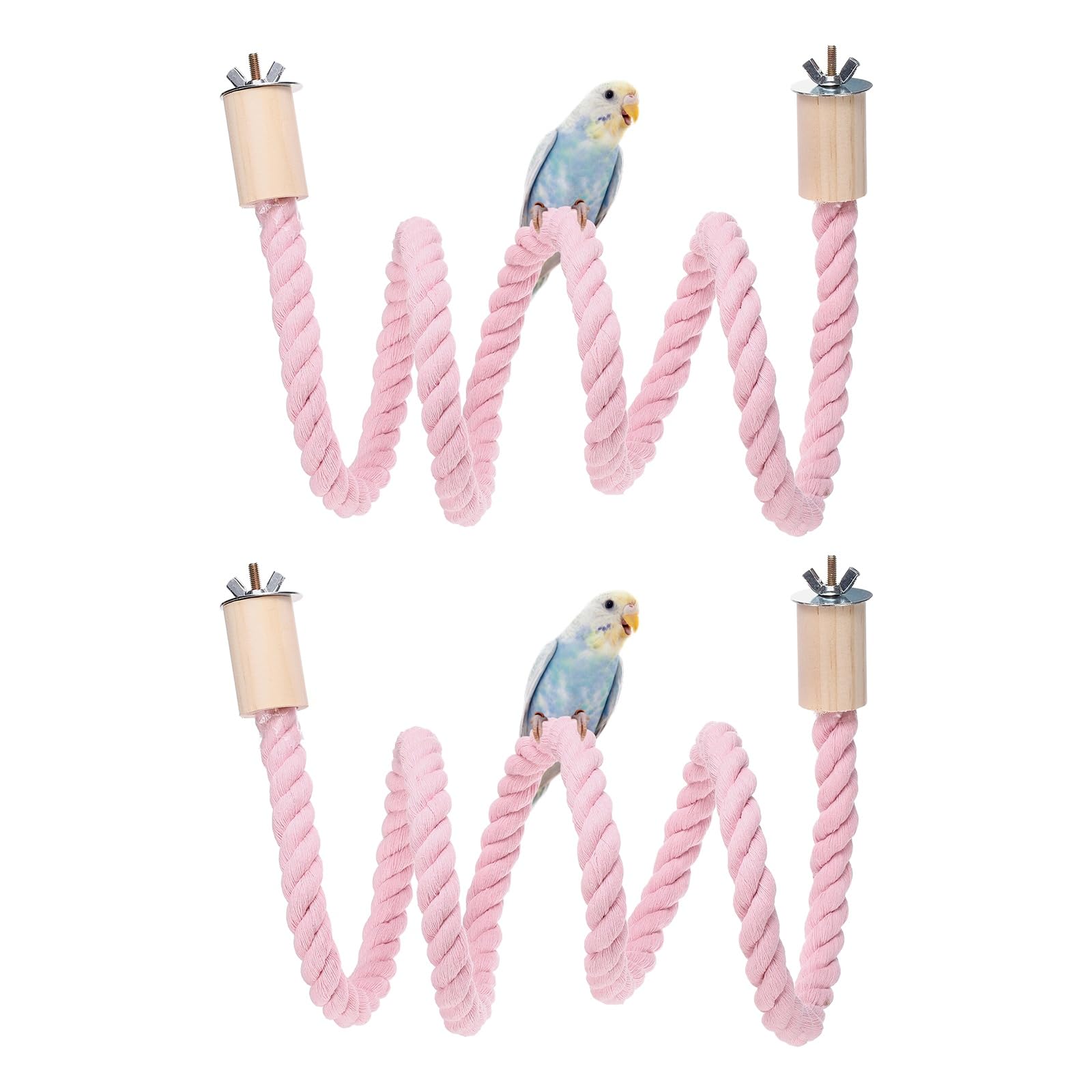 sourcing map 2 Pcs Bird Rope Perch Swing, Stand Rope Perch Standing Pole Accessory Climbing Swing Paw Grinding 120cm / 47 Inch, (Pink) Intended for Parrot/Parakeet/Budgies/Cockatiels/Lovebirds