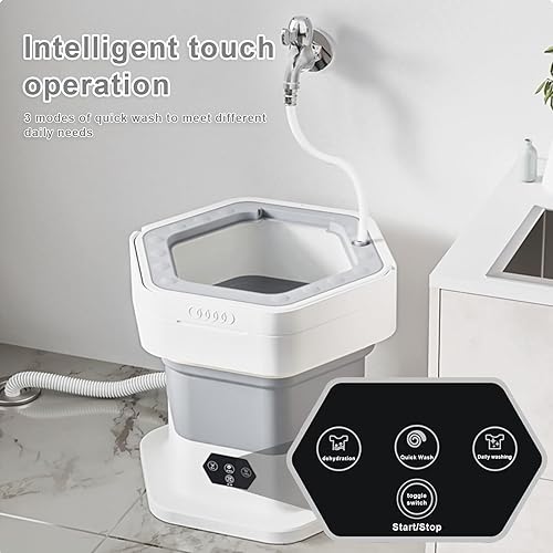 Miniatura 4 de FAMKIT Mini lavadora portátil, lavadora plegable de 8L y secadora giratoria con limpieza profunda de luz azul, mini lavadora y secadora plegable