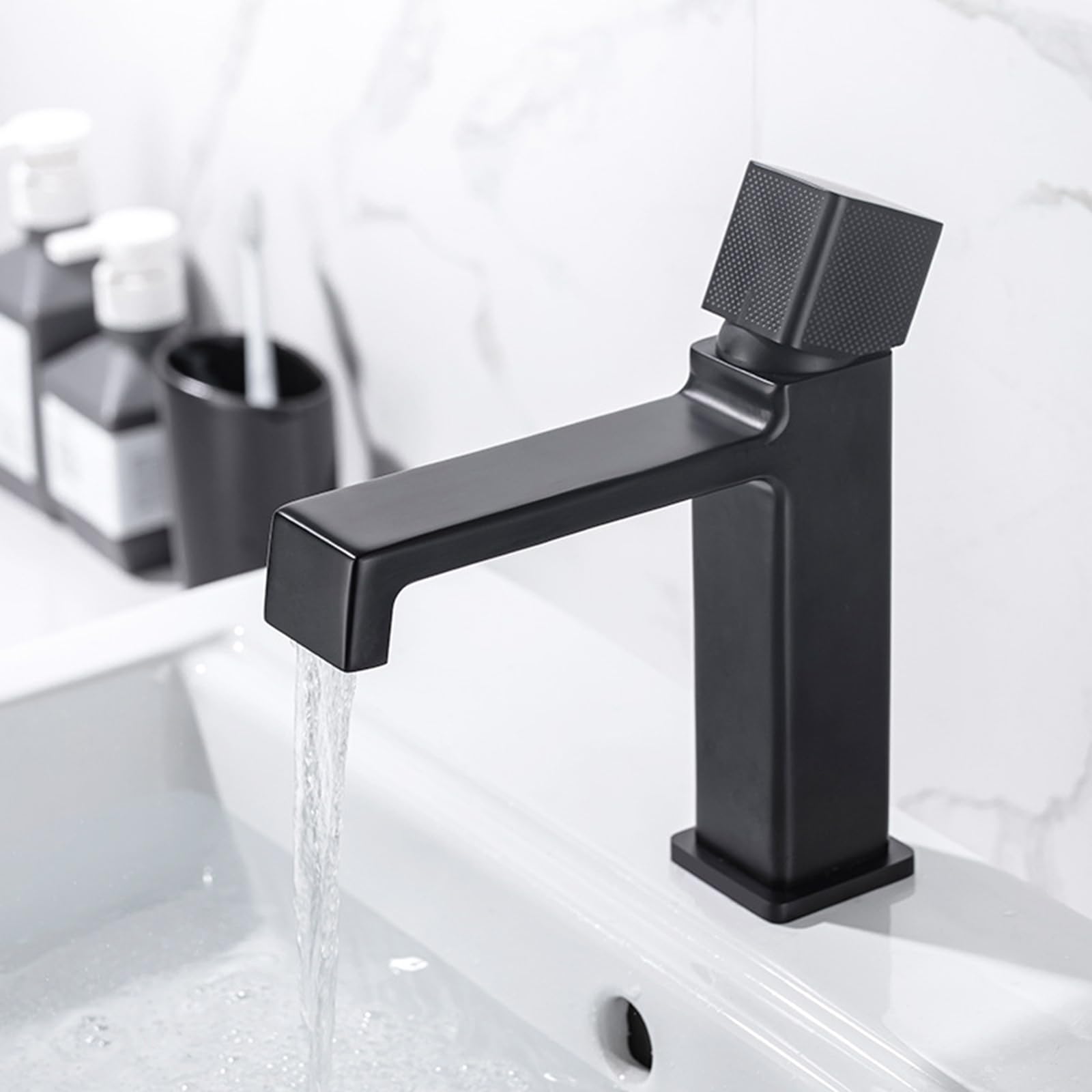 SOHNVWTGD Basin Taps Mixers Waterfall Single Hole Hot and Cold Bathroom Taps Mixer Waterfall Brass Basin Tap Mixer,Black