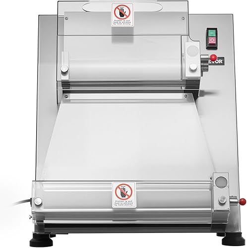 Miniatura 9 de VEVOR Hoja de rodillo de masa de pizza, prensa semiautomática de pizza de acero inoxidable de 3 a 16 pulgadas, máquina eléctrica comercial para