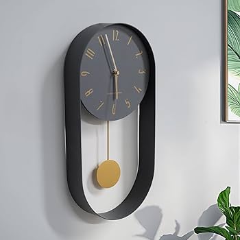 楕円形掛時計 振り子付き ホワイト Amazon.co.jp: 掛け時計 おしゃれ 金属 振り子時計 シンプルな