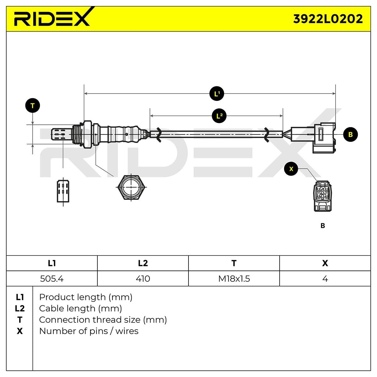RIDEX 3922L0202 Sonda lambda Compatibilità con FIAT Sedici FY