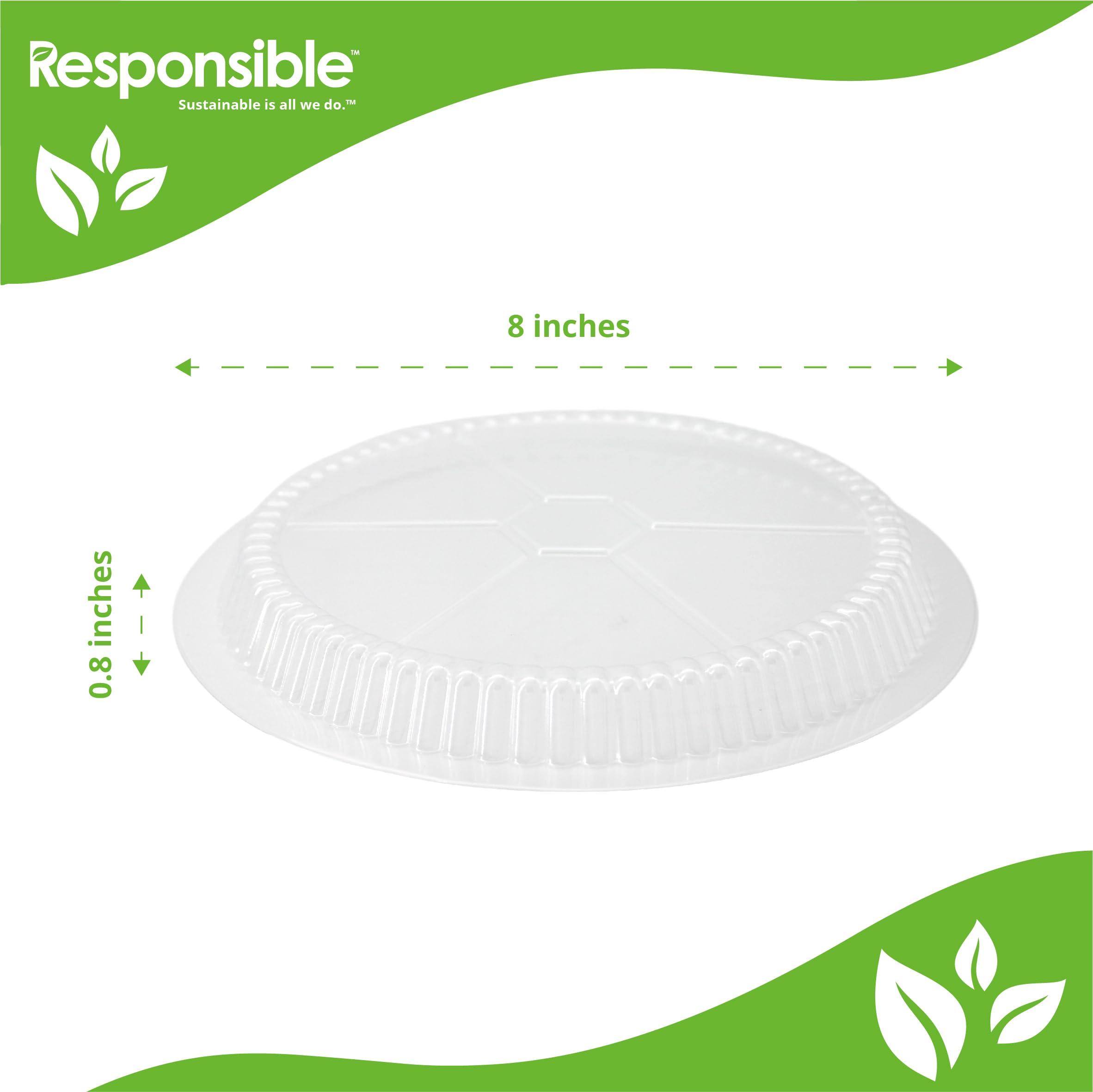 Responsible Products 8 inch Lids (125 Count) / Clear / Casual Disposable Cookware