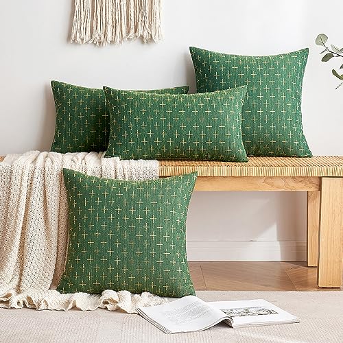 MIULEE Pack of 2 Christmas Decorative Burlap Linen Throw Pillow Covers Modern Farmhouse Pillowcase Rustic Woven Textured Cushion Cover for Sofa Couch Bed 18x18 Inch Army Green - Image 6