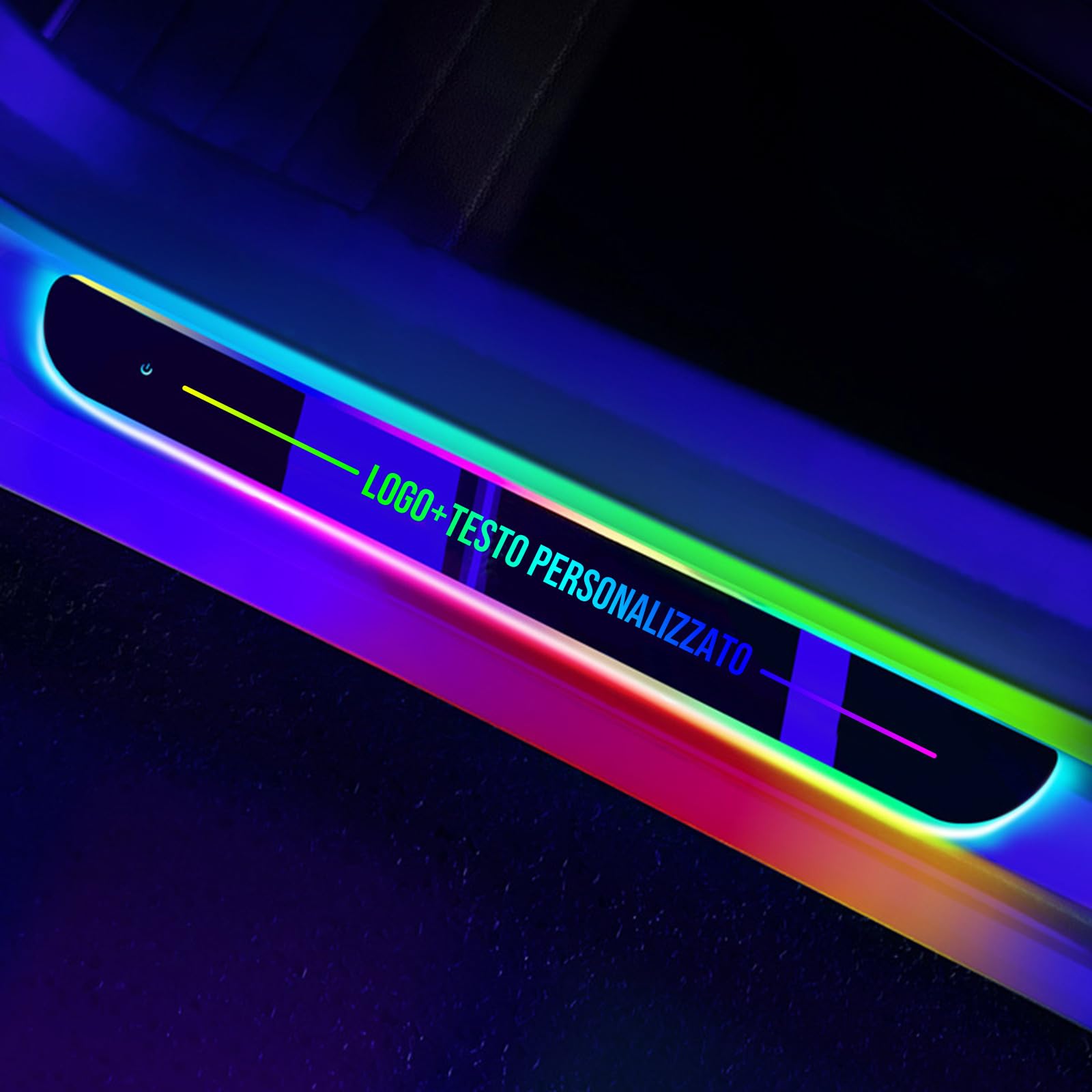 Luces LED de Estribo de Puerta Personalizadas, con Logo y Texto, Luces de Bienvenida de Auto Recargables, Estribos LED de Fibra de Carbono, Protector de Estribo Universal para Todos los Autos