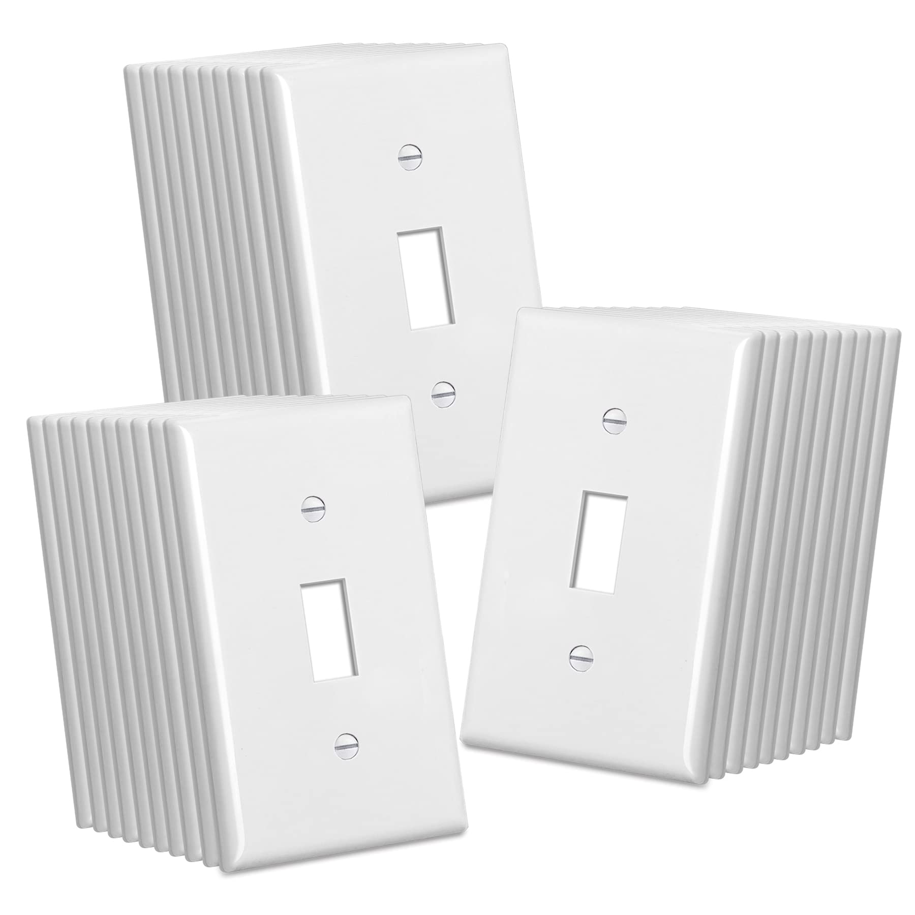 CML Toggle Light Switch Plate Covers, 30 Pack Electrical Switch Covers, 1-Gang Wall Plates, Standard Size 2.76” x 4.5”, Impact Resistant, UL Listed, Gloss White