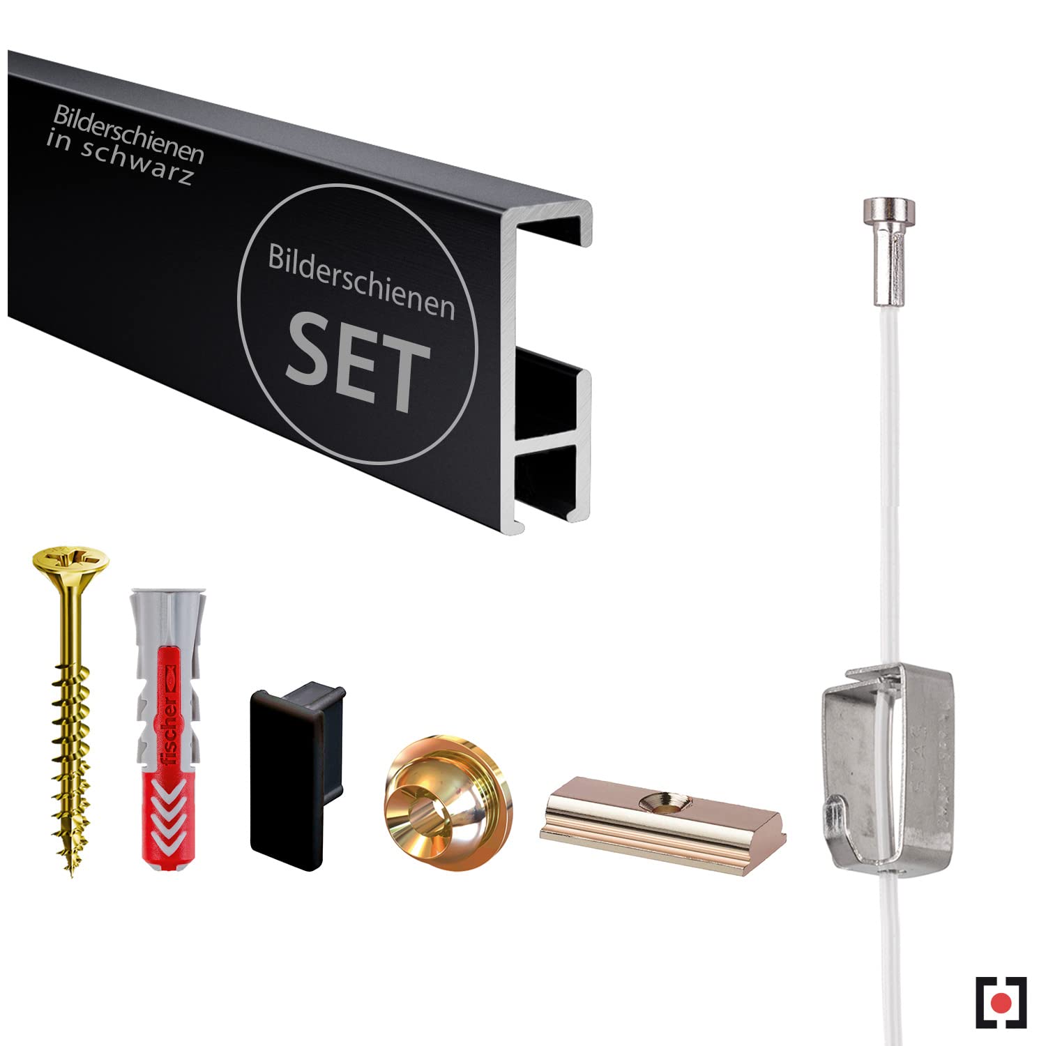 STRÜSSMANN® Bilderschienen cliprail - Bilderschienen-4-M-Komplett-Set schwarz